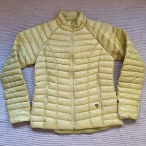 Mountain Hardware down jacket, size S, yellow/green